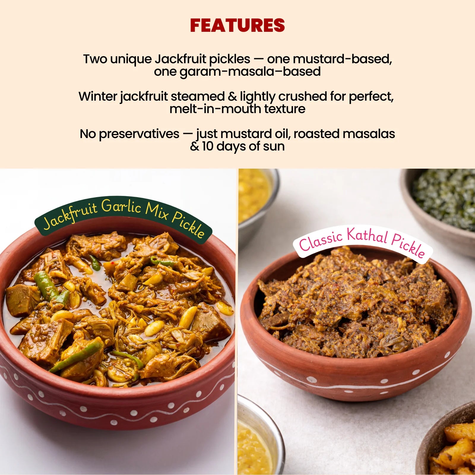 Jackfruit Pickle Combo – 2 Flavors (Classic Kathal & Garlic Chilli Mix)