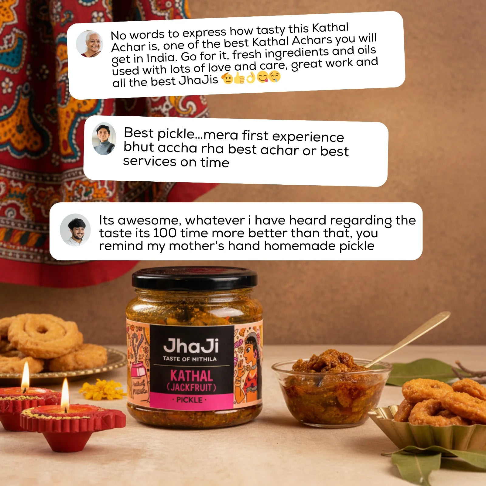 Customer review screenshot for JhaJi Store jackfruit pickle product