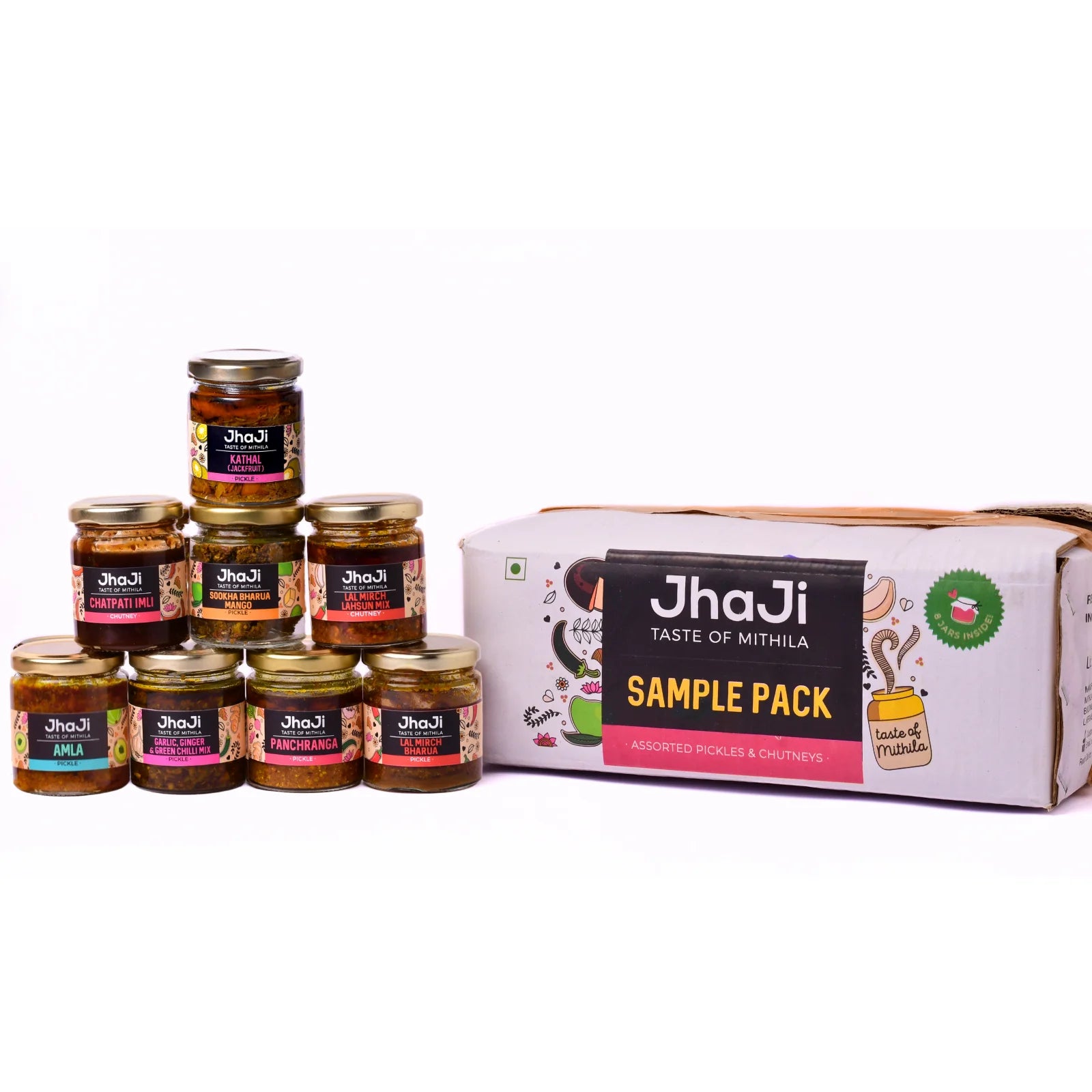 Sample Pack of 8 Pickles & Chutneys | Tangy, Spicy & Chatpata Flavors