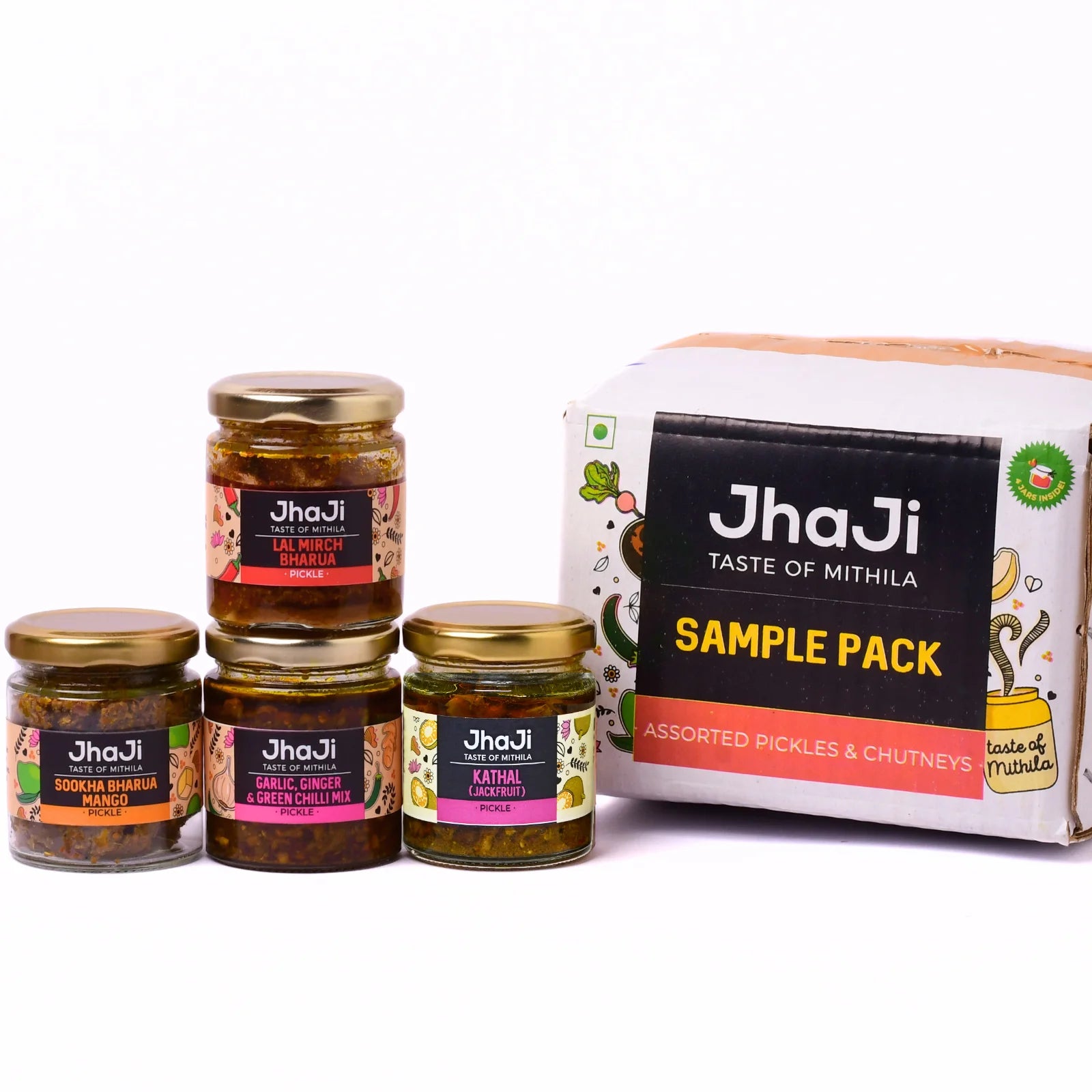 Sanjay’s Favorite 4 Pickles in 1 Sample Pack | Mango, Garlic, and Red Chili Pickle