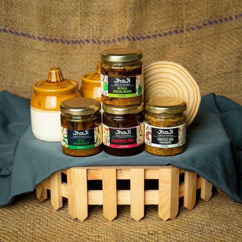 Uma’s Favourite 4 Pickles in 1 Sample Pack | Mango, Green Chilli, Oal and Imli Flavors