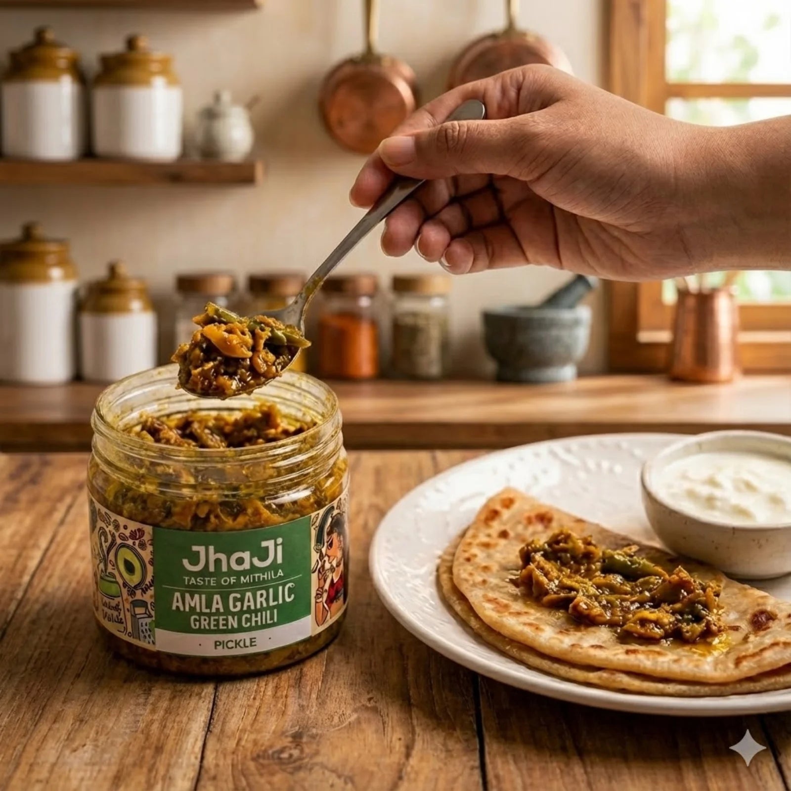 Amla Garlic Green Chili Pickle | Spicy, Fiery & Tangy Winter Favourite