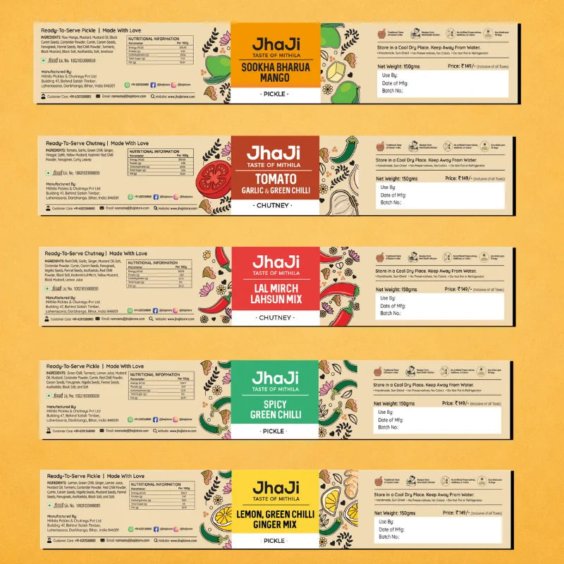 Spicy Pickles Sample Pack | Lal Mirch Lahsun, Green Chilli & More ...
