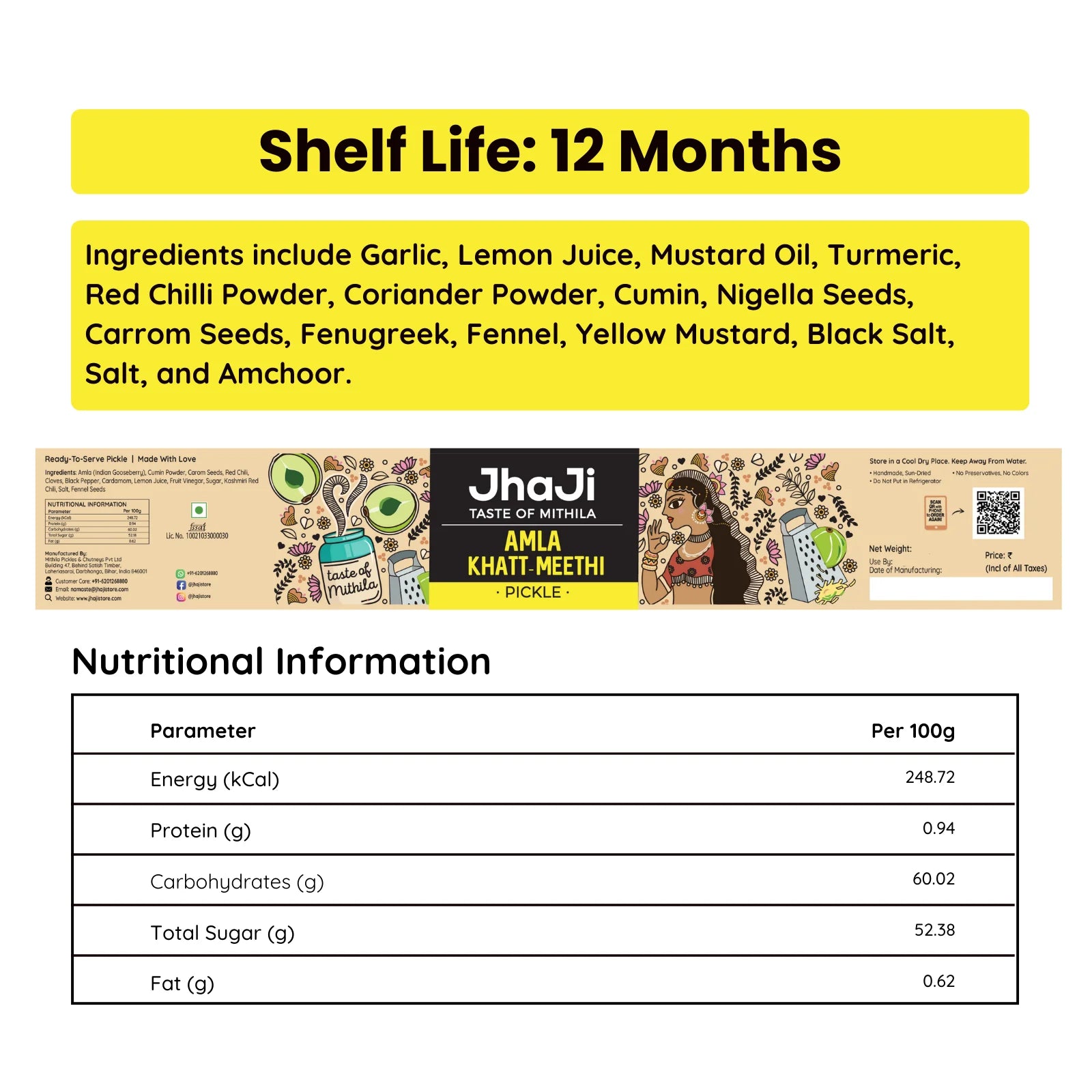 Sweet & Tangy Amla (Indian Gooseberry) Pickle | अमला का खट्टा मीठा अचार (250 gm Jars)