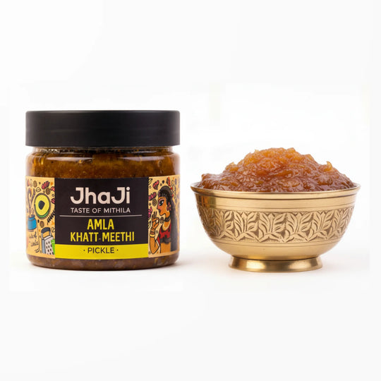 JhaJi Store amla khatt meethi sweet and sour gooseberry pickle jar