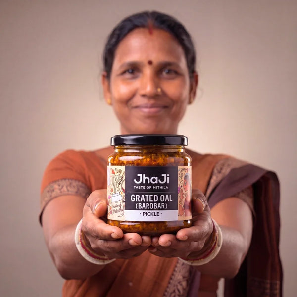 Oal Ginger Green Chili Mix Pickle | ओल बरोबरा | Grated (कद्दूकश) Oal (Suran/Jimikand) Pickle