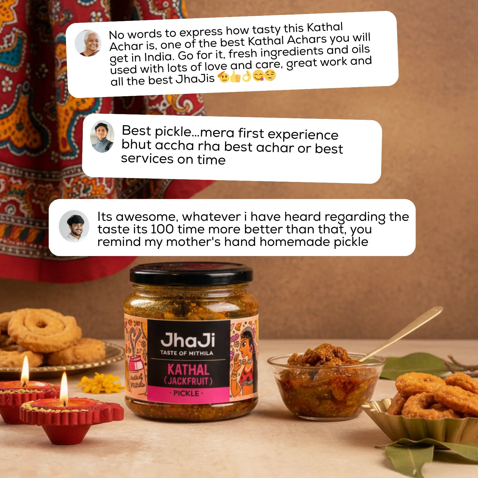Customer review screenshot for JhaJi Store jackfruit pickle product