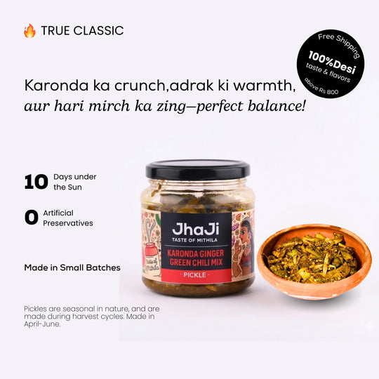 JhaJi Store karonda green chili ginger classic achar pickle jar