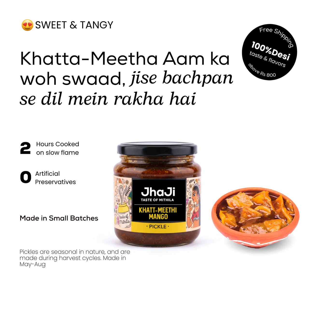 JhaJi Store khatt meethi sweet and sour mango pickle jar