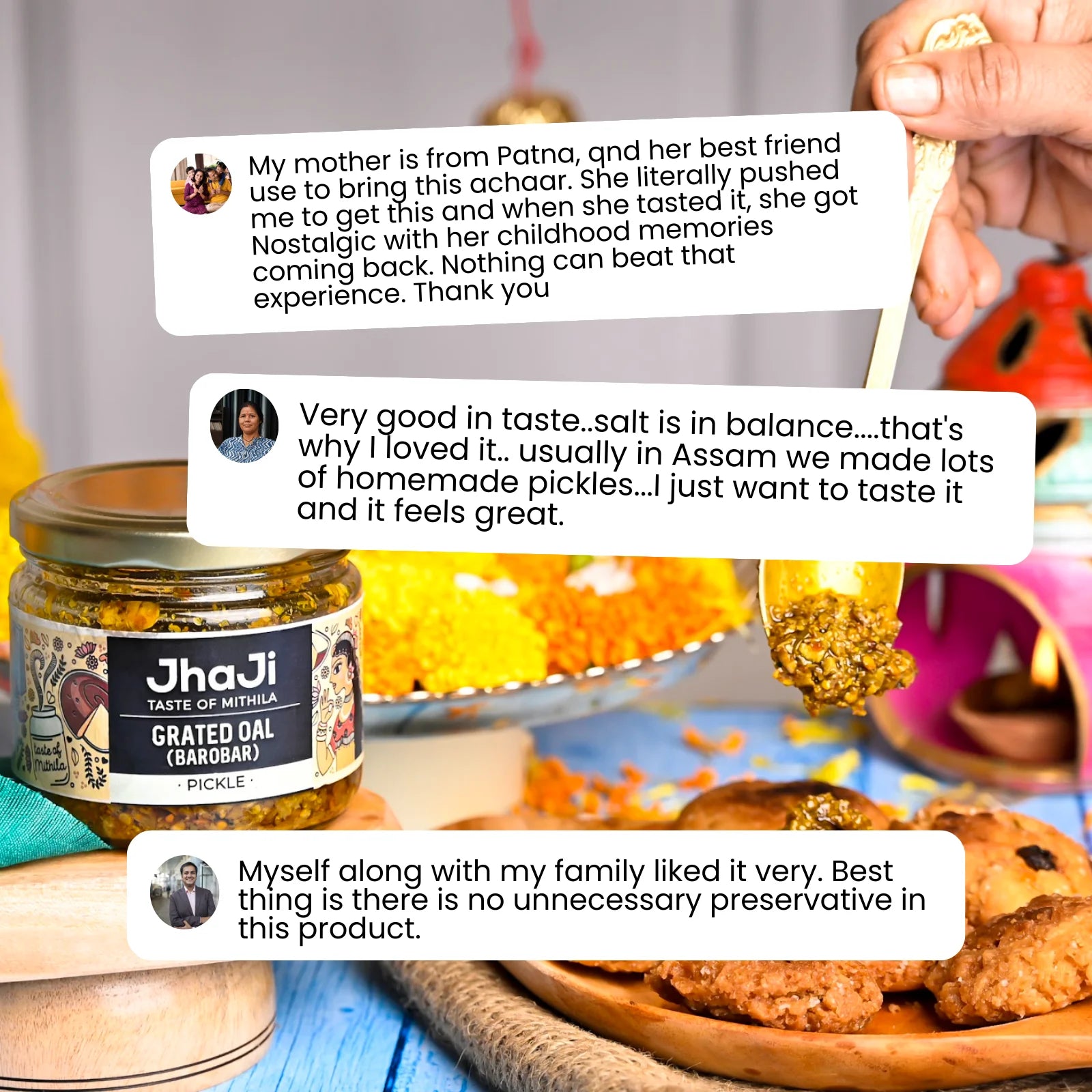 Customer review for JhaJi Store oal achar rare Bihari pickle