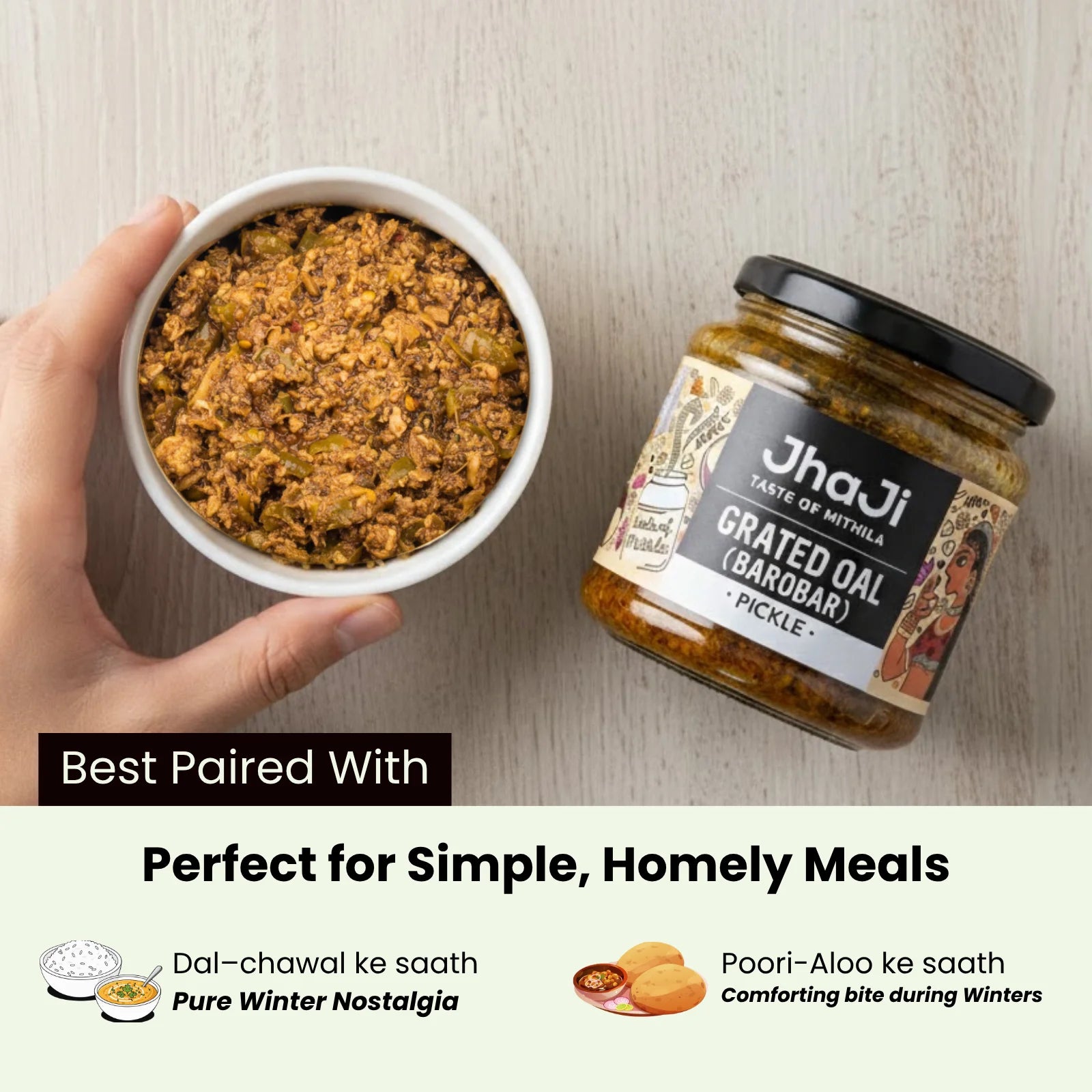 Oal Ginger Green Chili Mix Pickle | ओल बरोबरा | Grated (कद्दूकश) Oal (Suran/Jimikand) Pickle