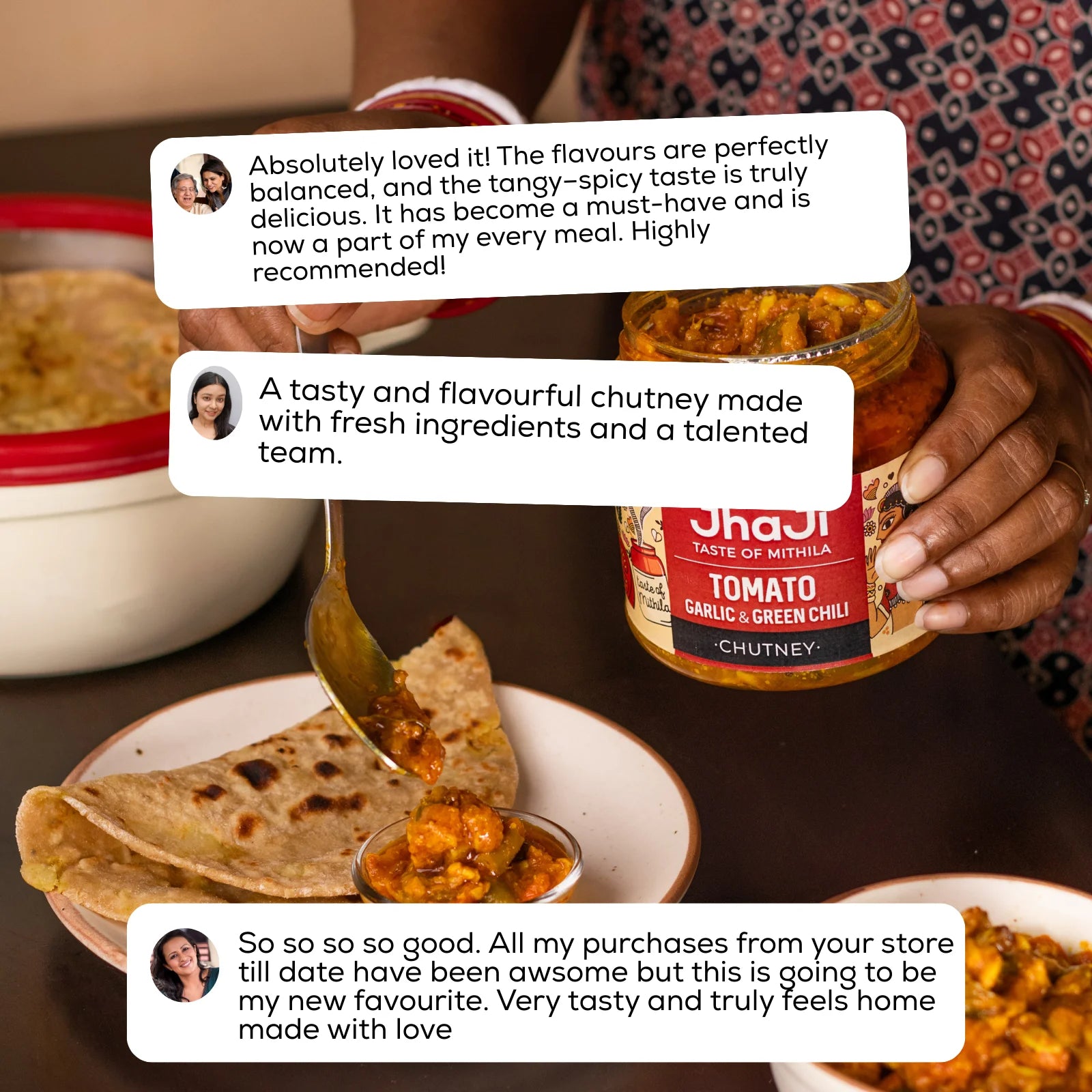 Customer review for JhaJi Store tomato garlic green chili chutney bestseller