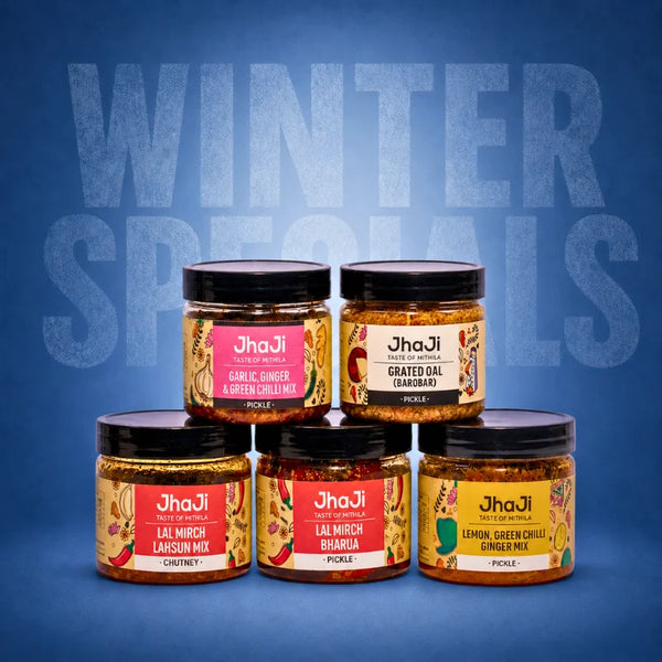 5 Winter Pickles Sample Pack | Lal Mirch Bharua, Lemon & More | 5×150g Jars