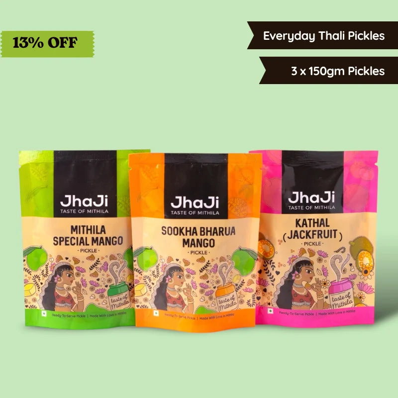 Sanjay’s Favorite Pickles from Bihar | Mango & Jackfruit | 3 x 150g Packs
