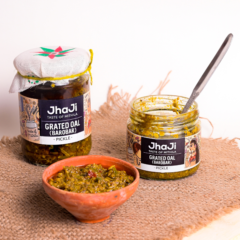 Oal Ginger Green Chili Mix Pickle | ओल बरोबरा | Grated (कद्दूकश) Oal (Suran/Jimikand) Pickle
